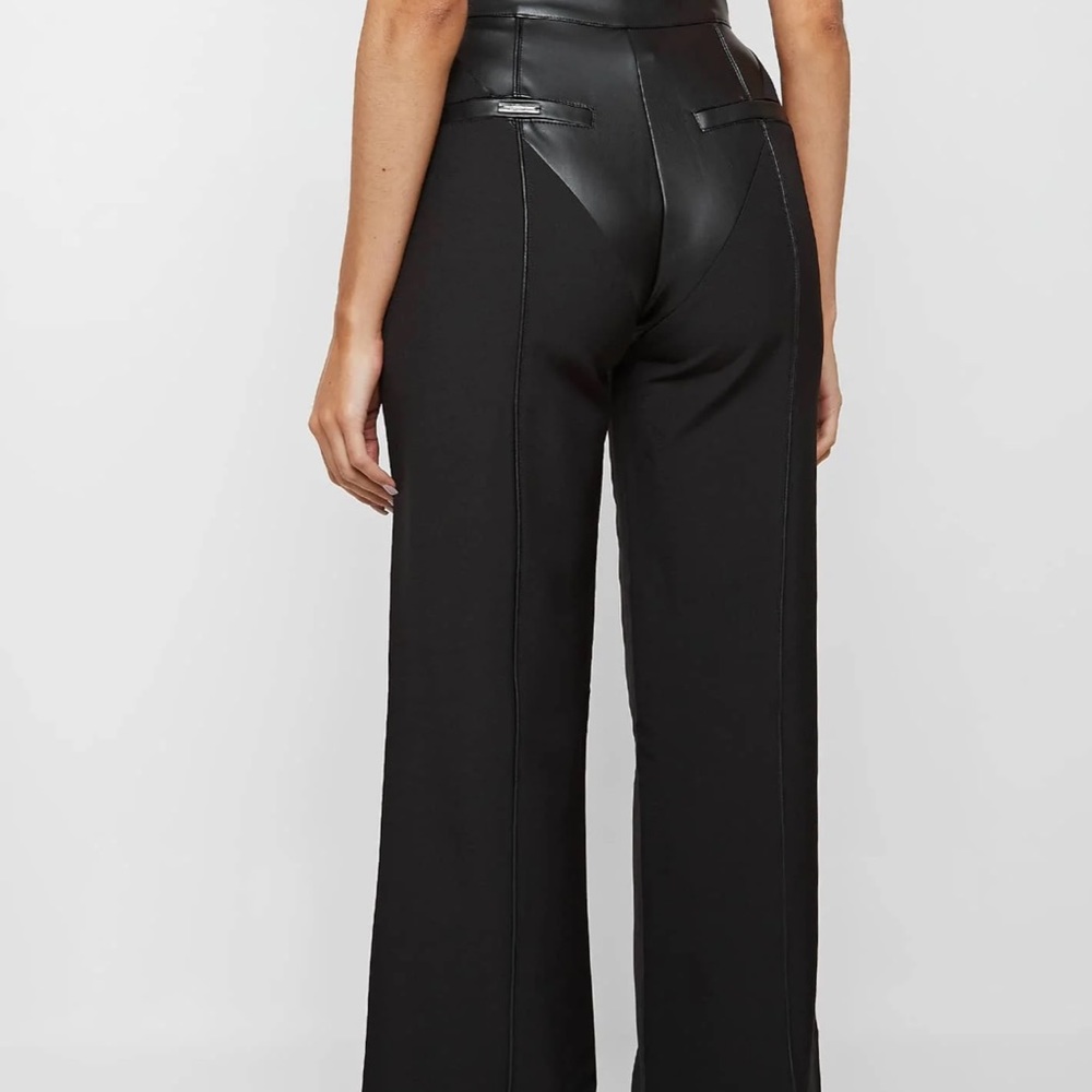 Vegan Leather & Woven Trousers Maniere De Voir